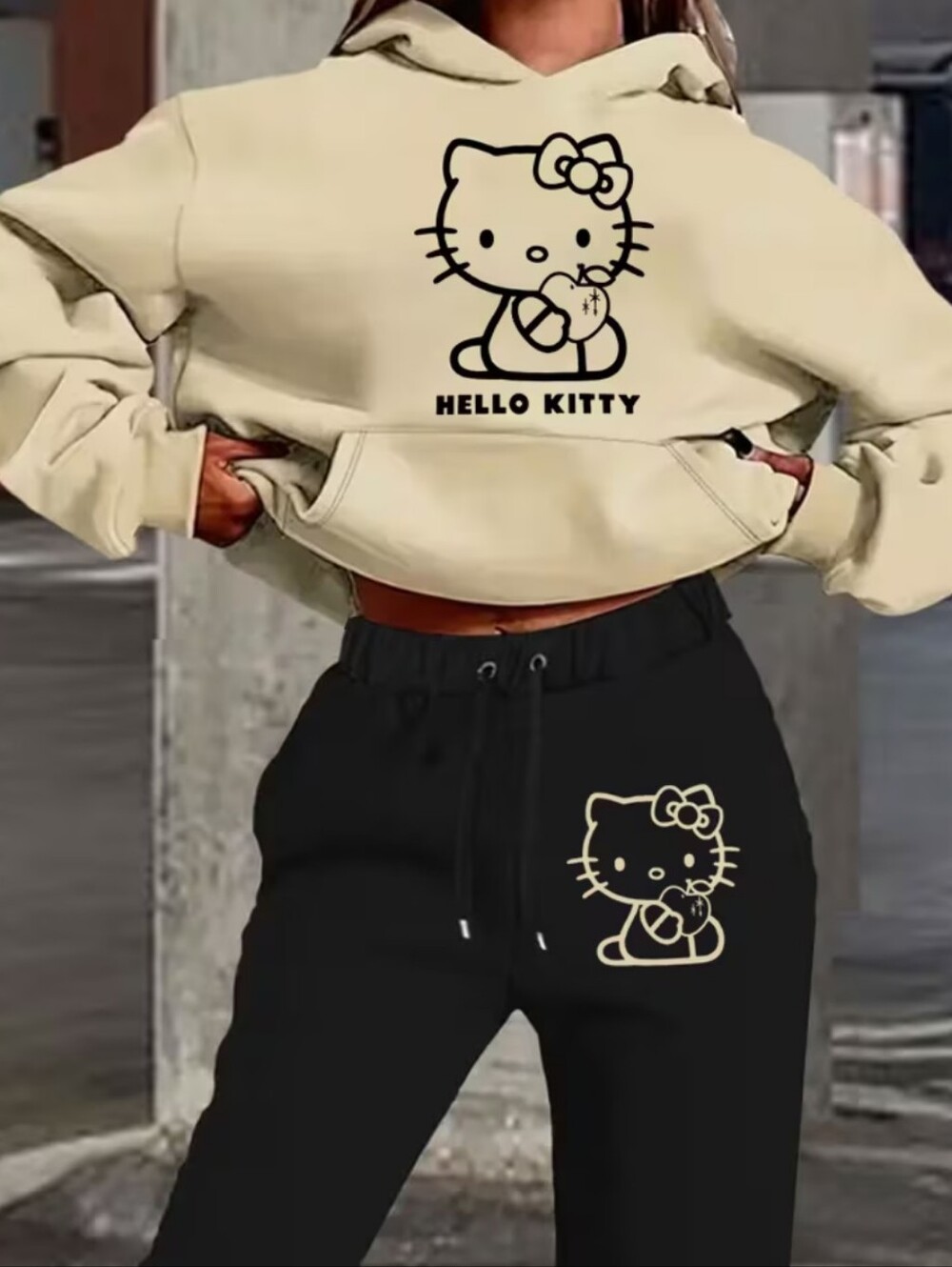 Hello Kitty Black Hoodie And Sweatpants